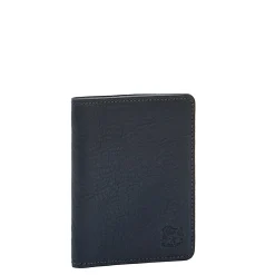 Card case in leather color blue