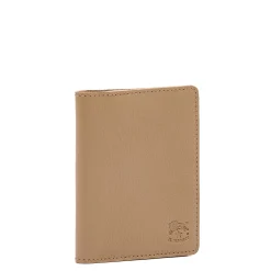 Card case in leather color light grey