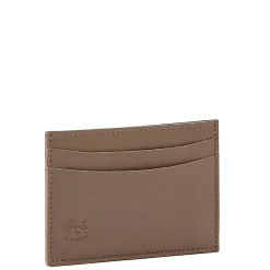 Card case in leather color light grey