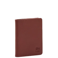 Card case in leather color black cherry