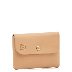Card case in leather color natural