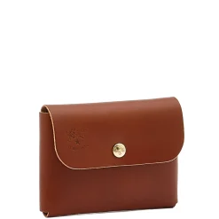 Card case in leather color sepia