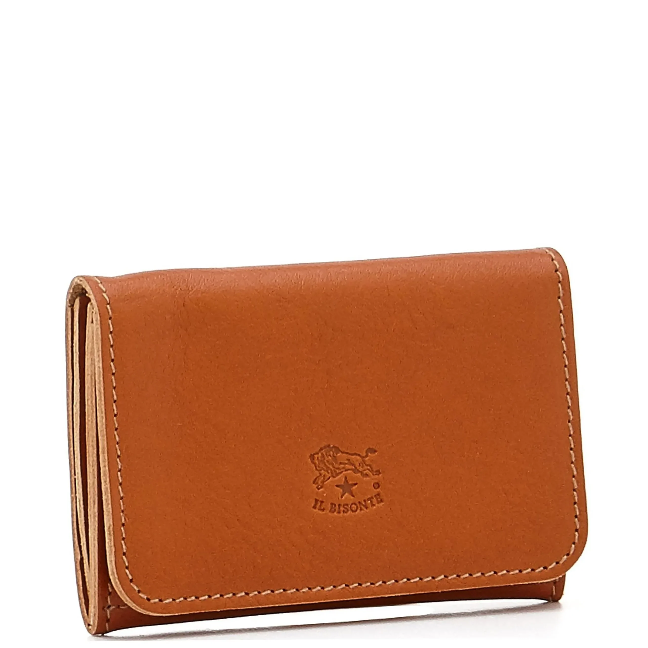 Card case in leather color caramel