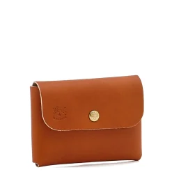 Card case in leather color caramel
