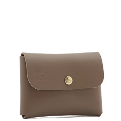 Card case in leather color light grey