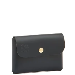 Card case in leather color blue