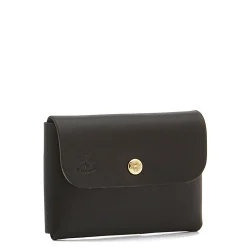 Card case in leather color black