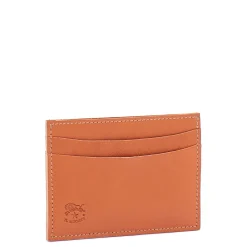 Card case in leather color caramel