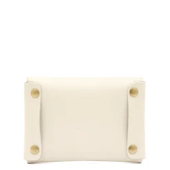 Card case in leather color milk