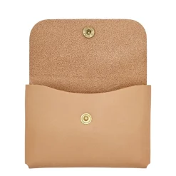 Card case in leather color natural