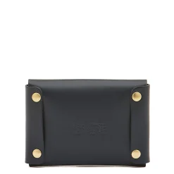 Card case in leather color blue