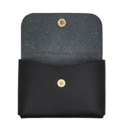 Card case in leather color black