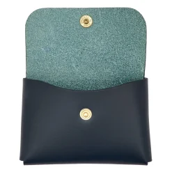 Card case in leather color blue