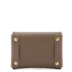 Card case in leather color light grey