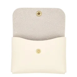 Card case in leather color milk