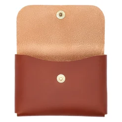 Card case in leather color sepia