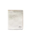 Card case in metallic leather color metallic silver