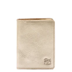 Card case in metallic leather color metallic platinum