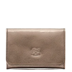 Card case in metallic leather color metallic bronze