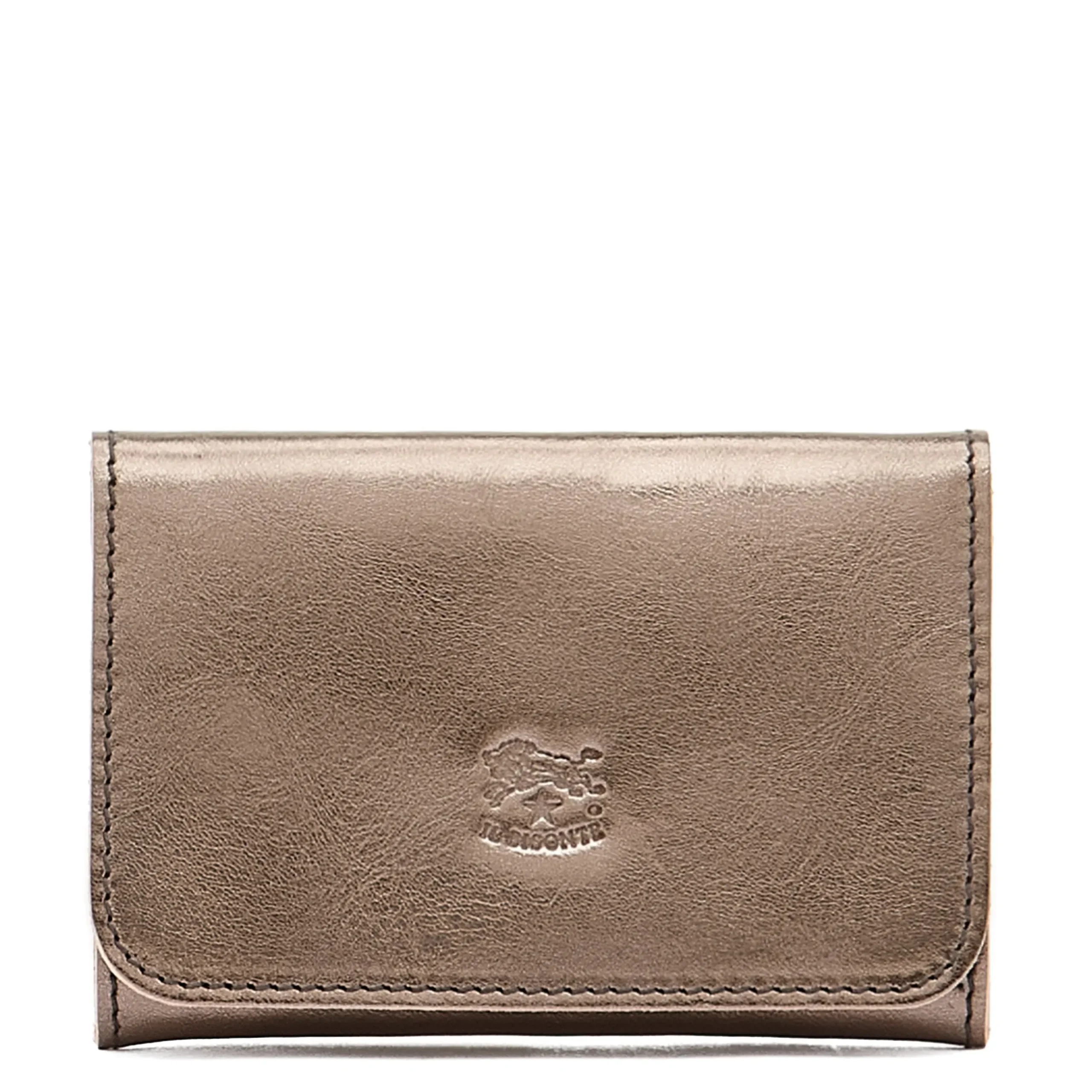 Card case in metallic leather color metallic bronze