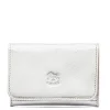 Card case in metallic leather color metallic silver