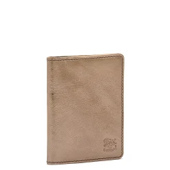Card case in metallic leather color metallic bronze