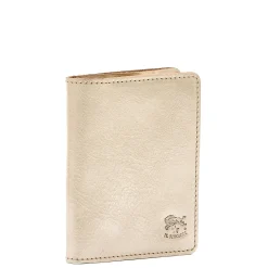 Card case in metallic leather color metallic platinum