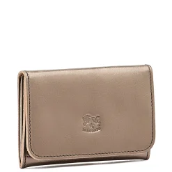 Card case in metallic leather color metallic bronze
