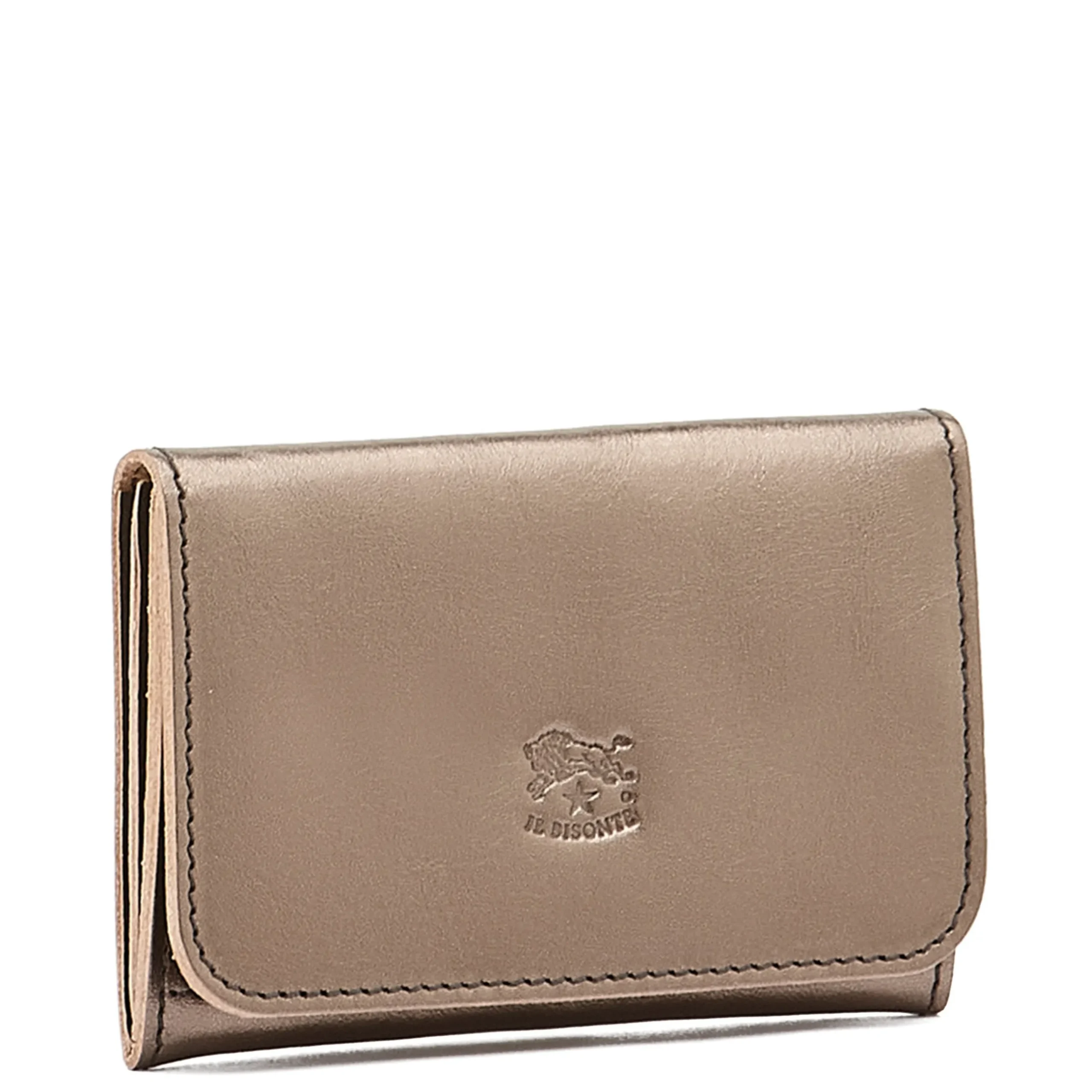 Card case in metallic leather color metallic bronze