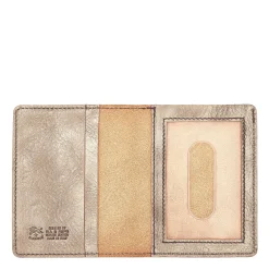 Card case in metallic leather color metallic bronze