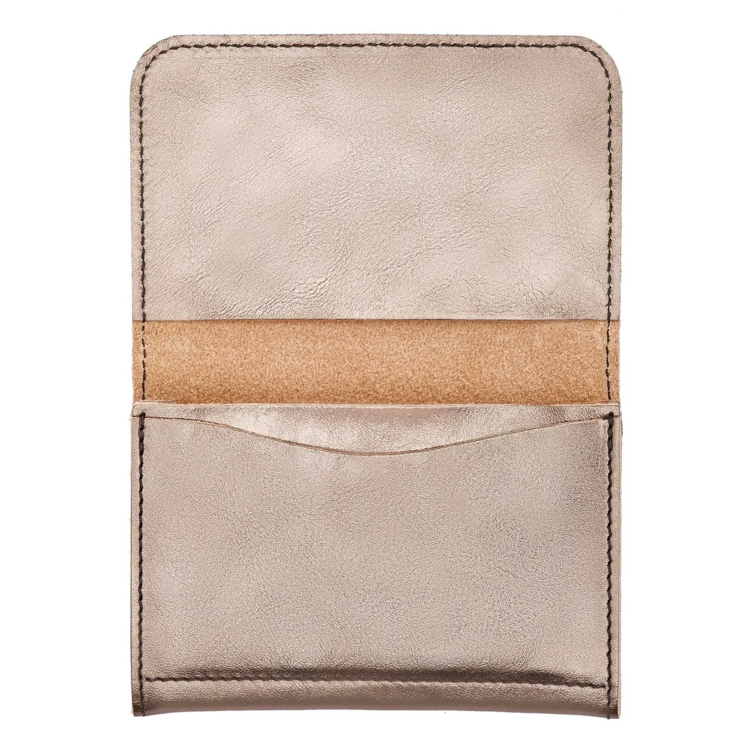 Card case in metallic leather color metallic bronze