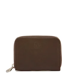 Cestello Men's zip around wallet in vintage leather color coffee