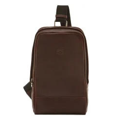 Cestello Men's one strap backpack in vintage leather color coffee