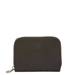 Cestello Men's zip around wallet in vintage leather color black