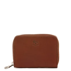 Cestello Men's zip around wallet in vintage leather color sepia