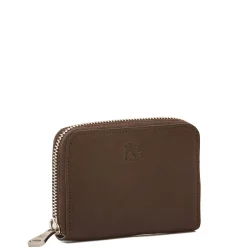 Cestello Men's zip around wallet in vintage leather color coffee