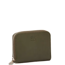 Cestello Men's zip around wallet in vintage leather color forest