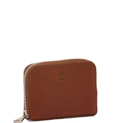 Cestello Men's zip around wallet in vintage leather color sepia