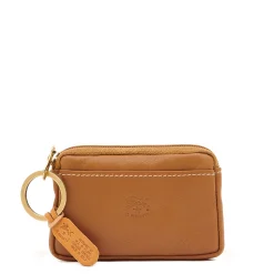 Coin purse in leather color gianduia
