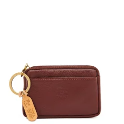 Coin purse in leather color black cherry