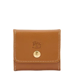 Coin purse in leather color gianduia