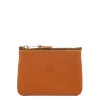 Coin purse in leather color caramel