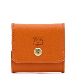 Coin purse in leather color orange