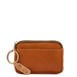 Coin purse in leather color caramel