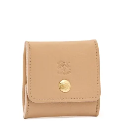 Coin purse in leather color caffelatte