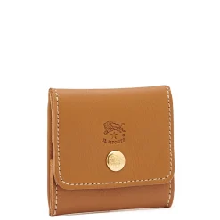 Coin purse in leather color gianduia