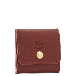 Coin purse in leather color black cherry