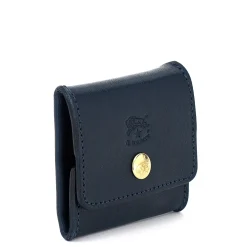 Coin purse in leather color blue