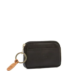 Coin purse in leather color black