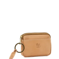 Coin purse in leather color natural